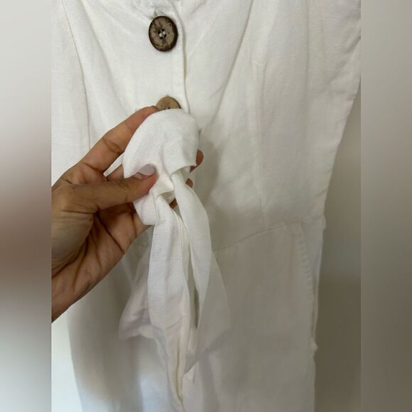 Mango White Button Up Linen Romper - Picture 10 of 12